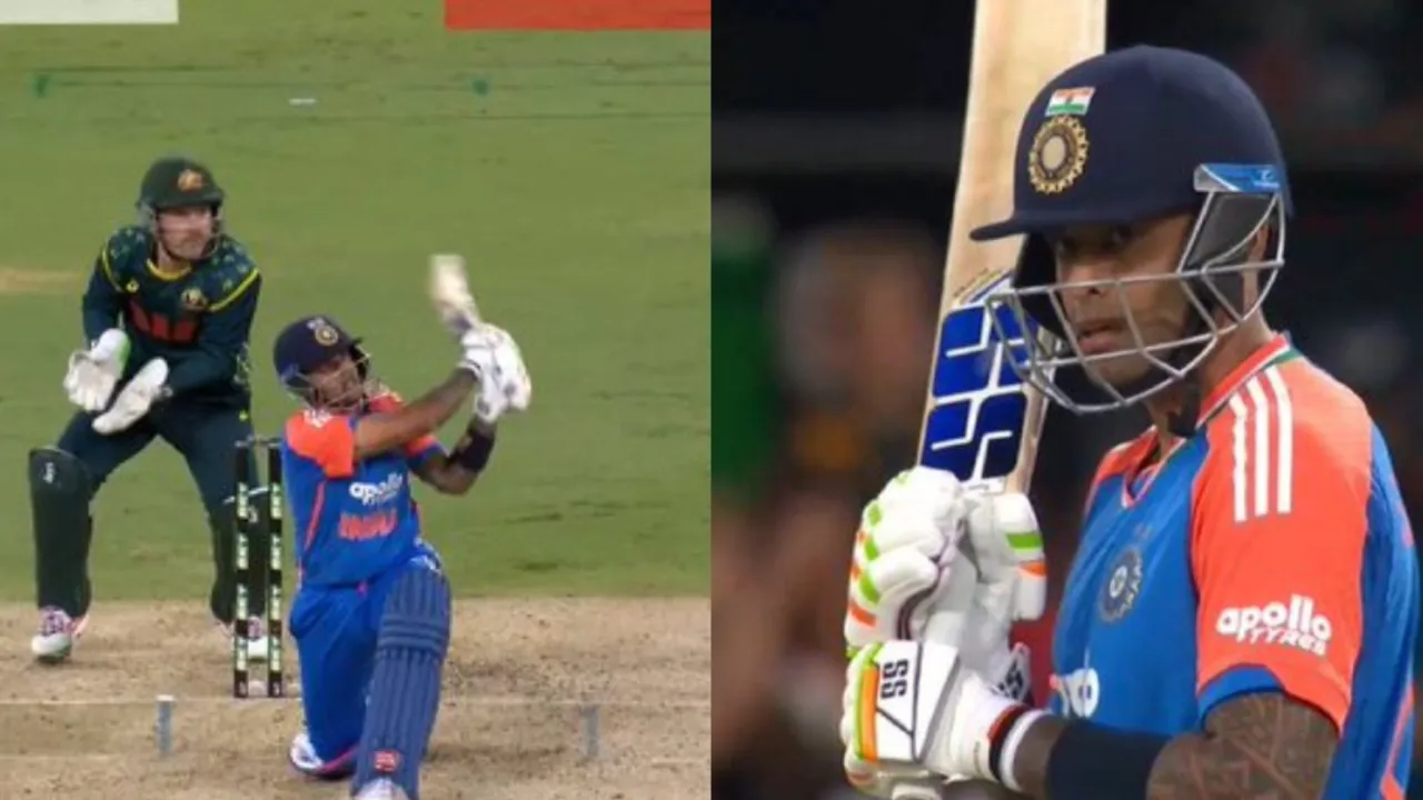 Tim David’s fabulous catch dismisses Suryakumar Yadav. 