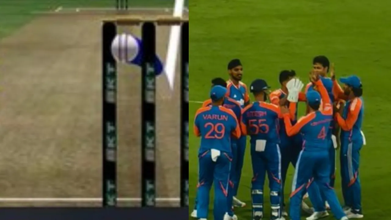 Axar Patel draws first blood with Matthew Short's wicket. 