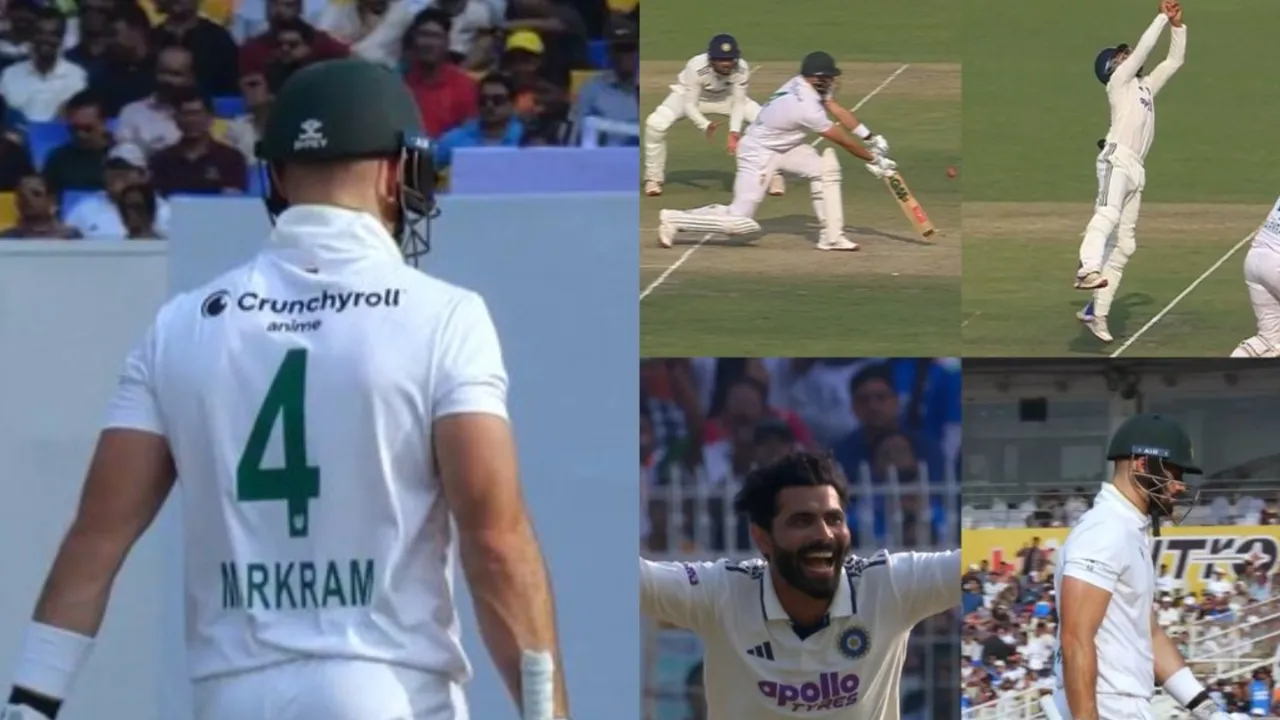 Dhruv Jurel's sharp catch dismisses Aiden Markram. 