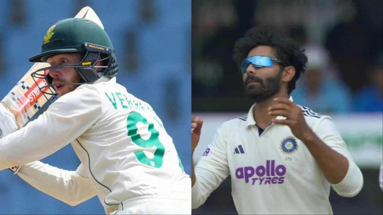 Ravindra Jadeja stumps out Kyle Verreynne. 