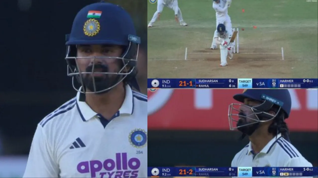 Simon Harmer's dream delivery dismisses KL Rahul. 