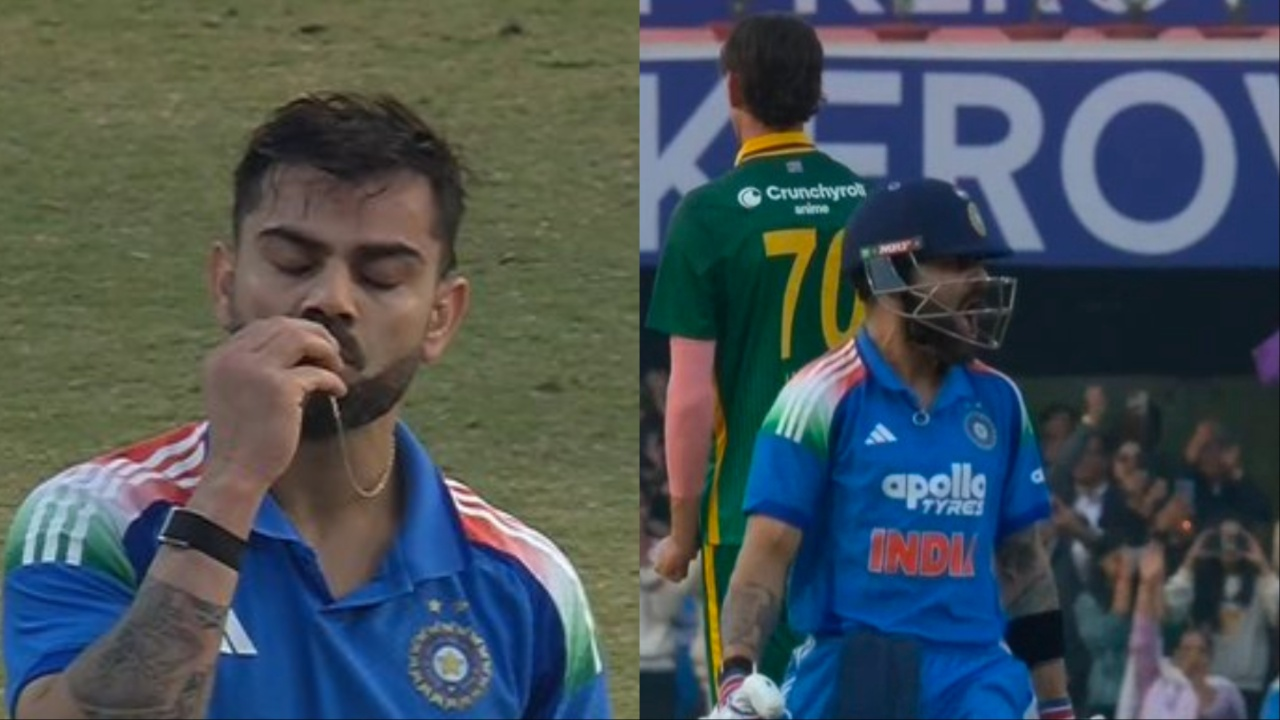 Virat Kohli makes special celebration for his 52nd ODI century.
