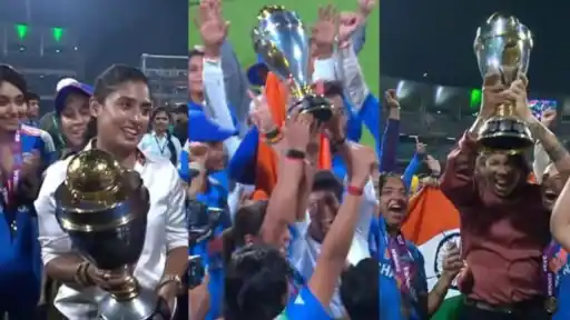 Former Indian women's legends share emotional moments during Women's World Cup 2025 trophy celebration.