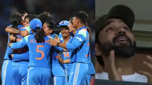 Crying Rohit Sharma's emotional scene post India's Women's World Cup 2025 .