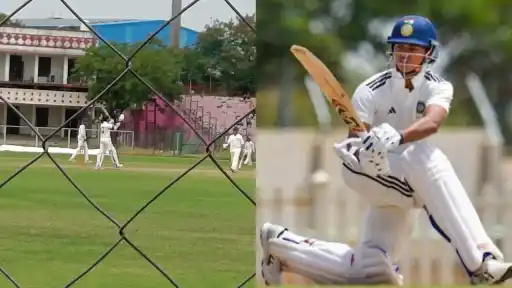 Yashasvi Jaiswal celebrates century in Ranji Trophy 2025-26.