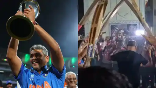Head coach Amol Mazumdar receives grand welcome at home.
