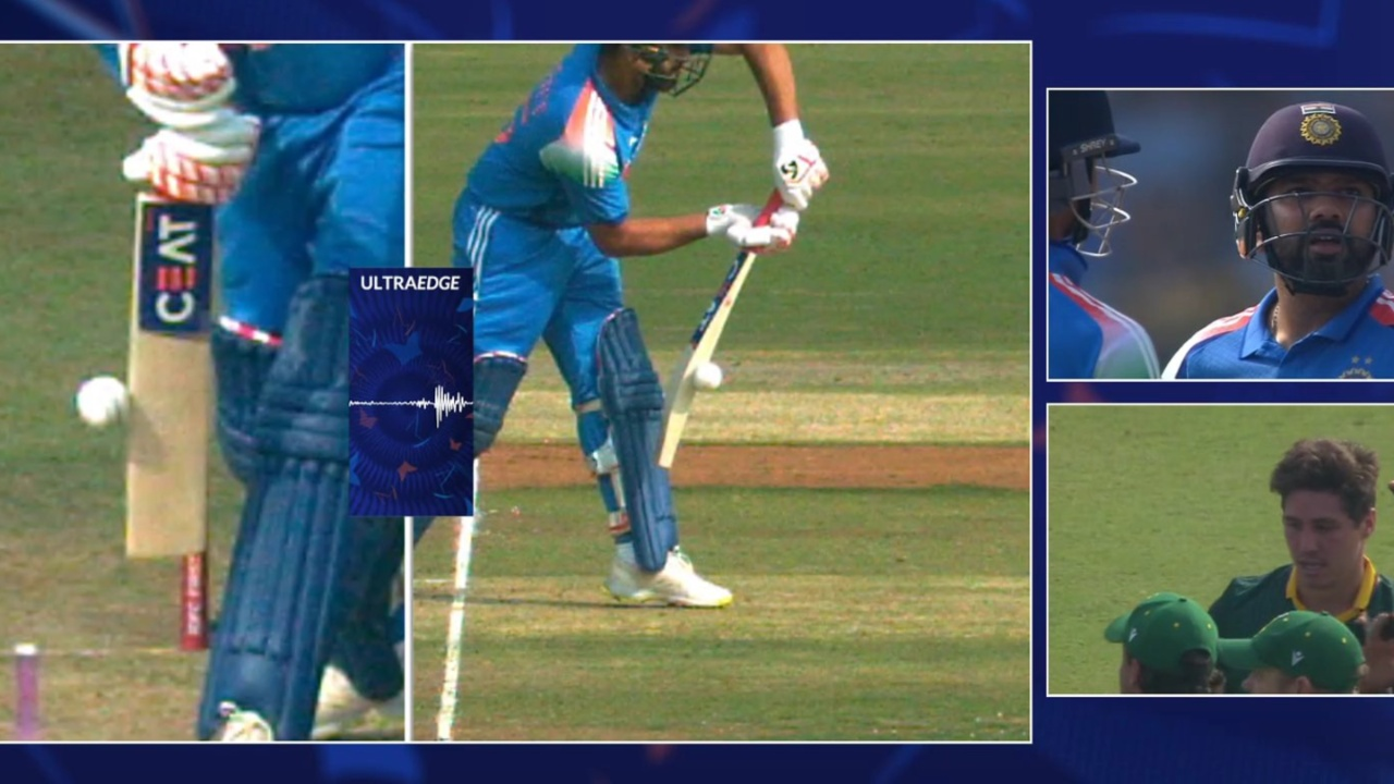 Nandre Burger dismisses Rohit Sharma for 14. 