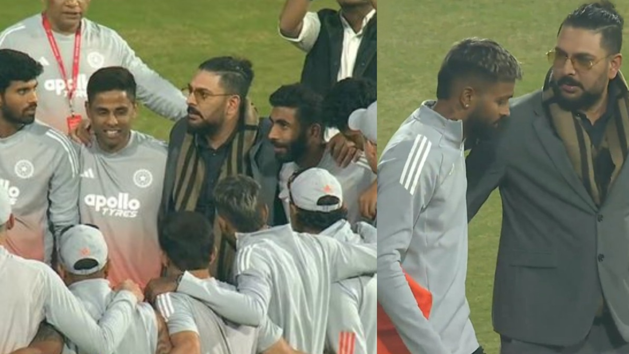 Yuvraj Singh meets Indian team. 