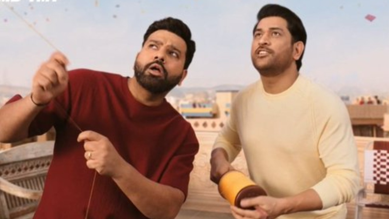 Rohit Sharma and MS Dhoni fly kites in new SRMB advertisement. 