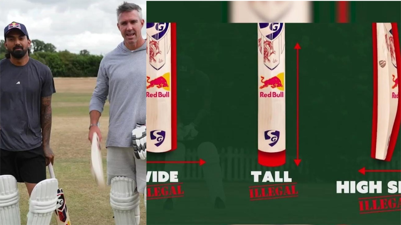 KL Rahul tests illegal bats with Kevin Pietersen.