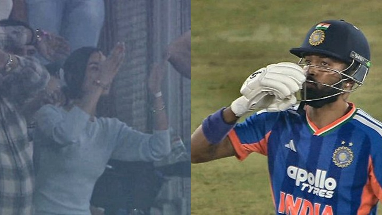 Hardik Pandya’s flying kiss to his girlfriend 