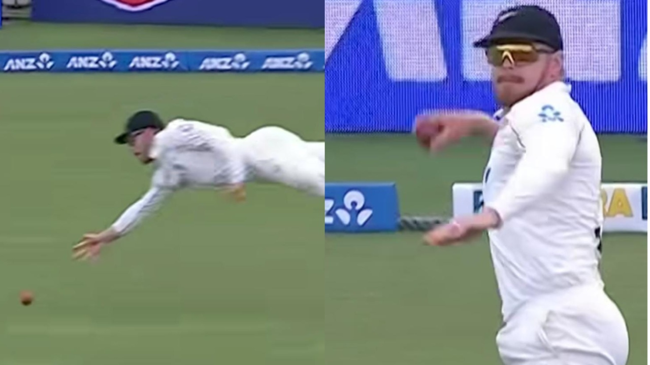 Glenn Phillips shows acrobatic fielding skill