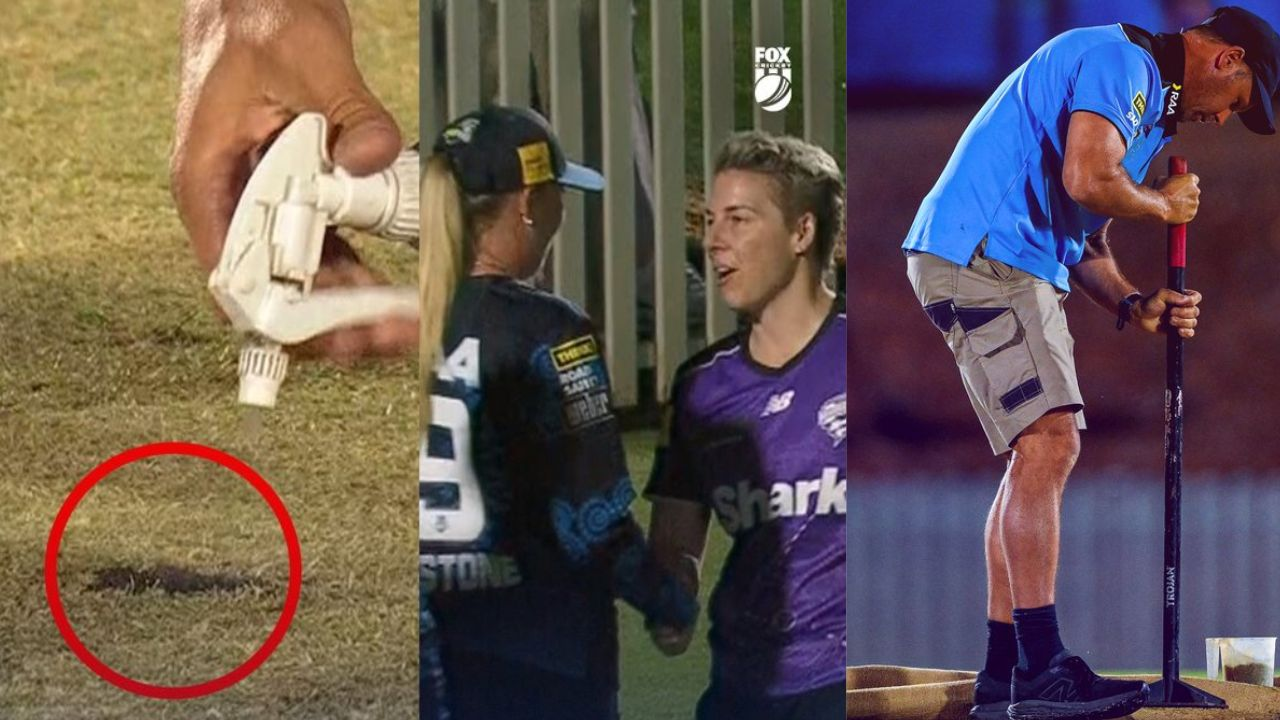 The WBBL match between Adelaide Strikers and Hobart Hurricanes was abandoned today at Karen Rolton Oval in Adelaide because a hole appeared on the pitch. 