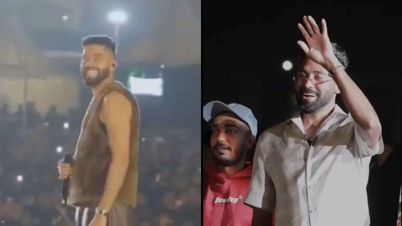 Fans chant ‘RCB, RCB’ as star singer AP Dhillon introduces Mohammed Siraj at Pune concert