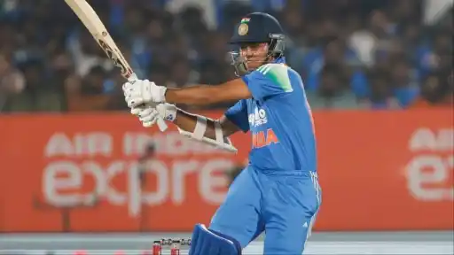 Yahasvi Jaiswal celebrates his maiden ODI half-century.