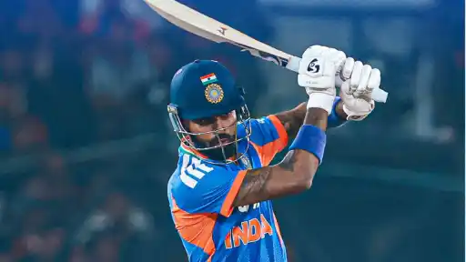 Hardik Pandya celebrates 25-ball fifty. 