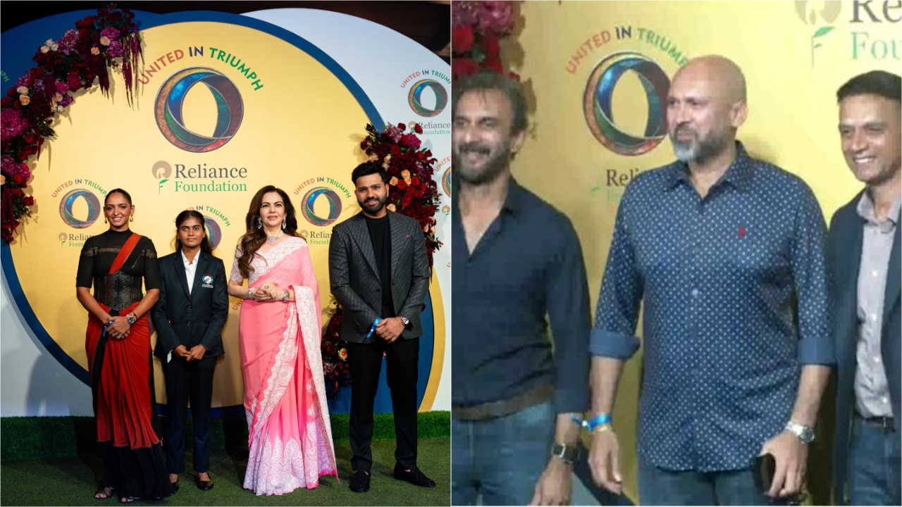 Rahul Dravid meets Rohit Sharma at Reliance Foundation ceremony