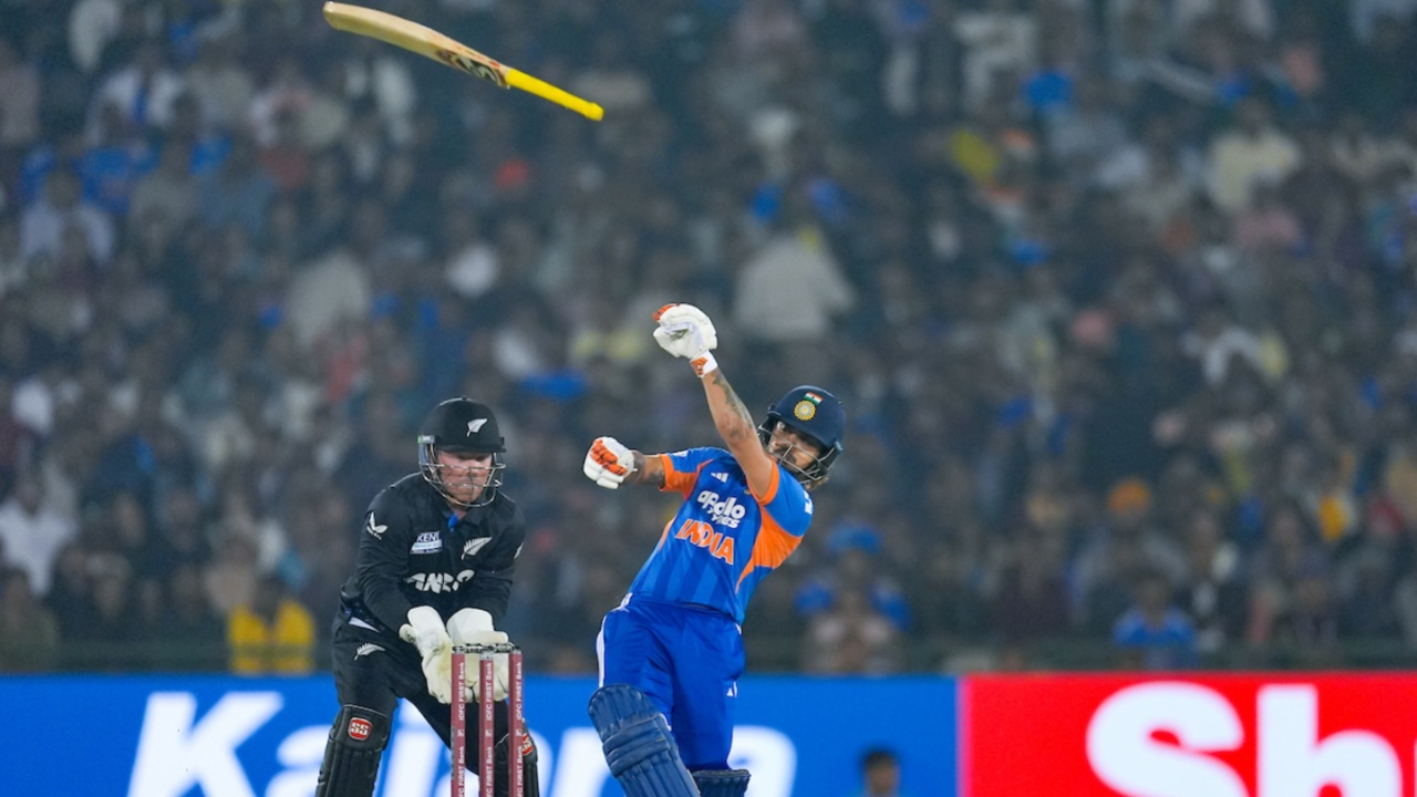 Ishan Kishan loses his bat's control