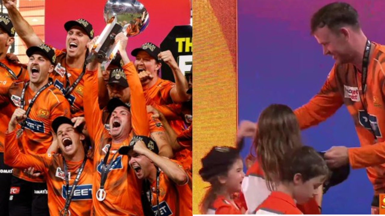 Ashton Turner receives BBL 2025/26 championship medal from his three children