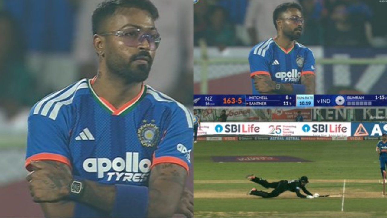 Hardik Pandya's rocket throw sends back Mitchell Santner