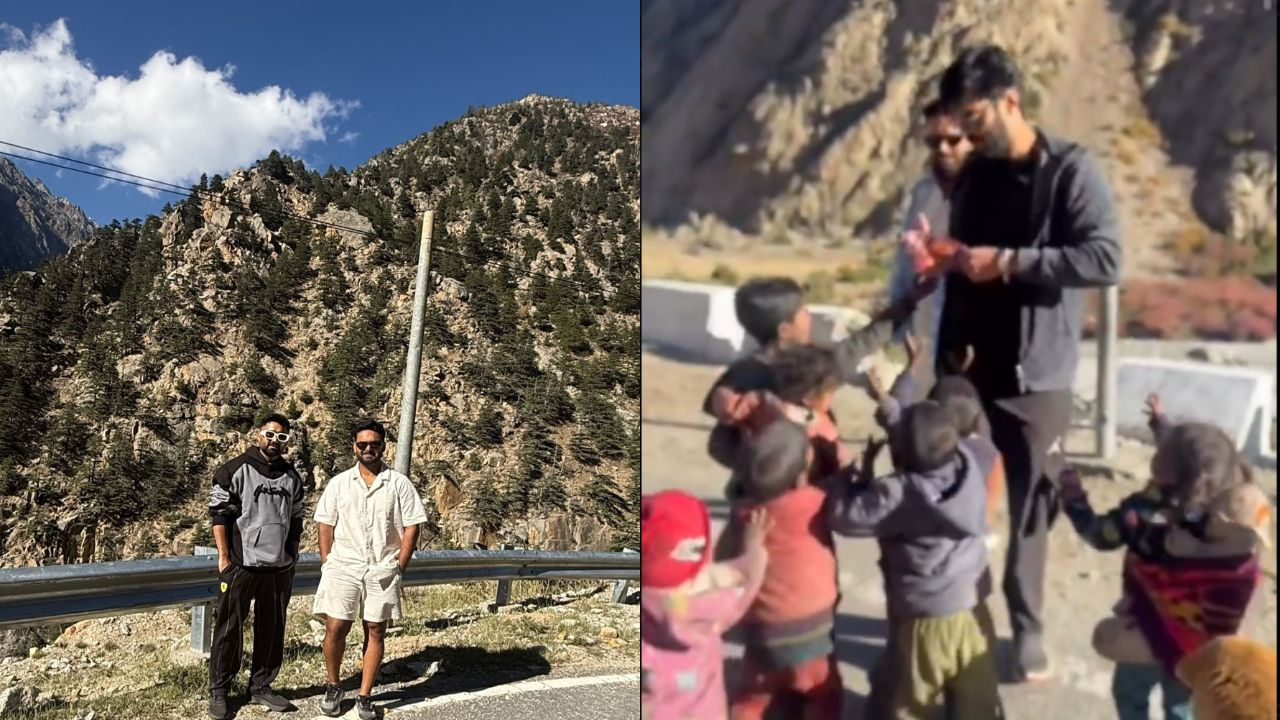 Pant and his friends are seen giving candies to local children