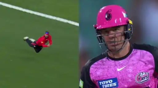 Hassan Khan’s flying catch dismisses Moises Henriques