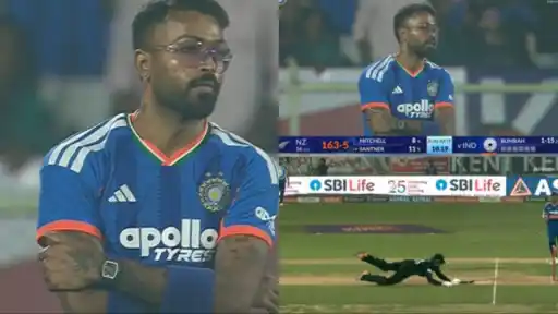 Hardik Pandya's rocket throw sends back Mitchell Santner