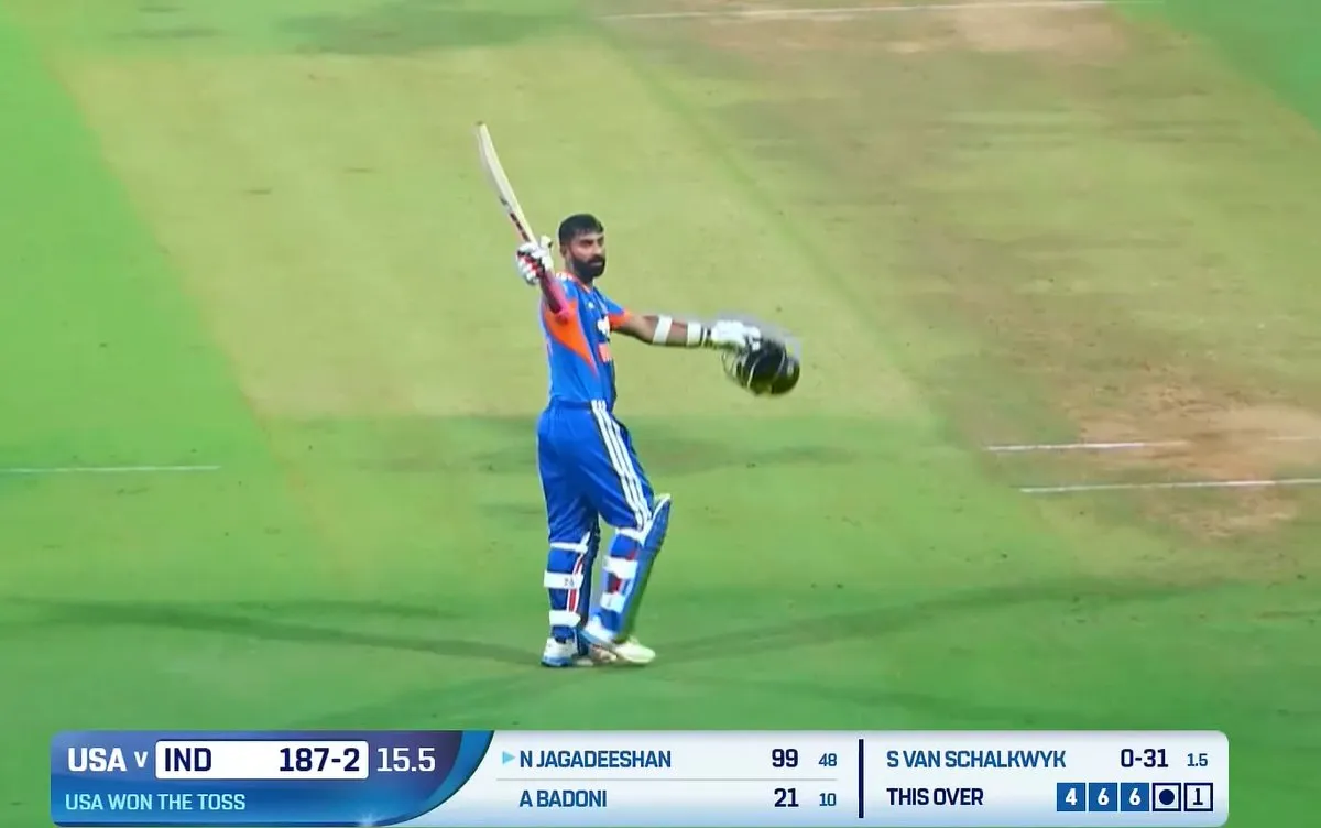  Narayan Jagadeesan smashes century in 2026 T20 World Cup Warm-Up match against USA