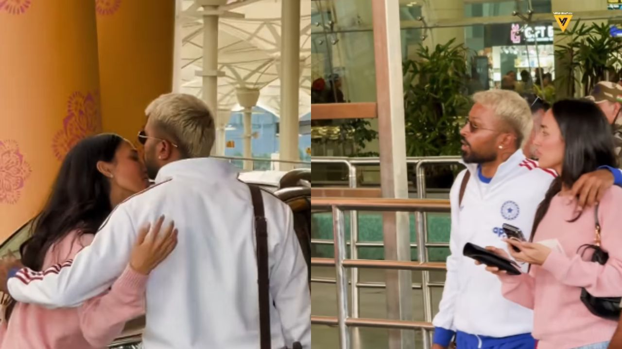Hardik Pandya kisses Mahieka Sharma after landing in Chennai ahead of IND vs ZIM Super 8 clash