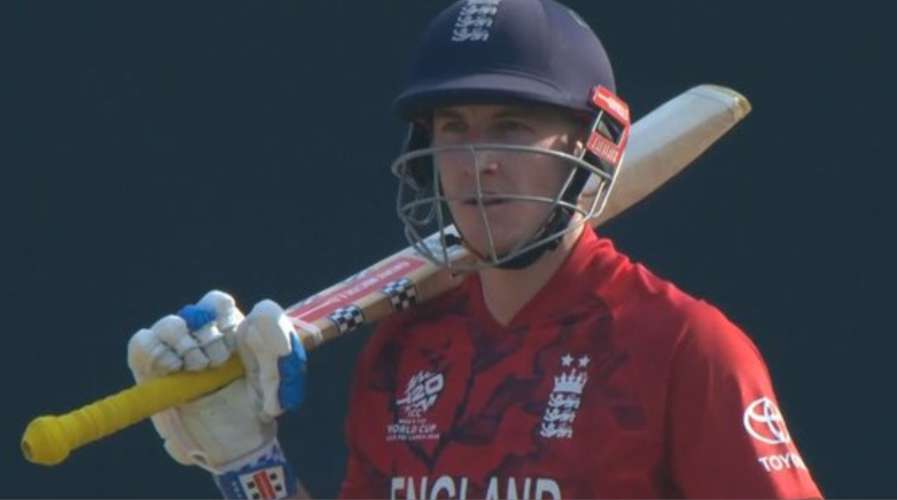 Harry Brook celebrates 50