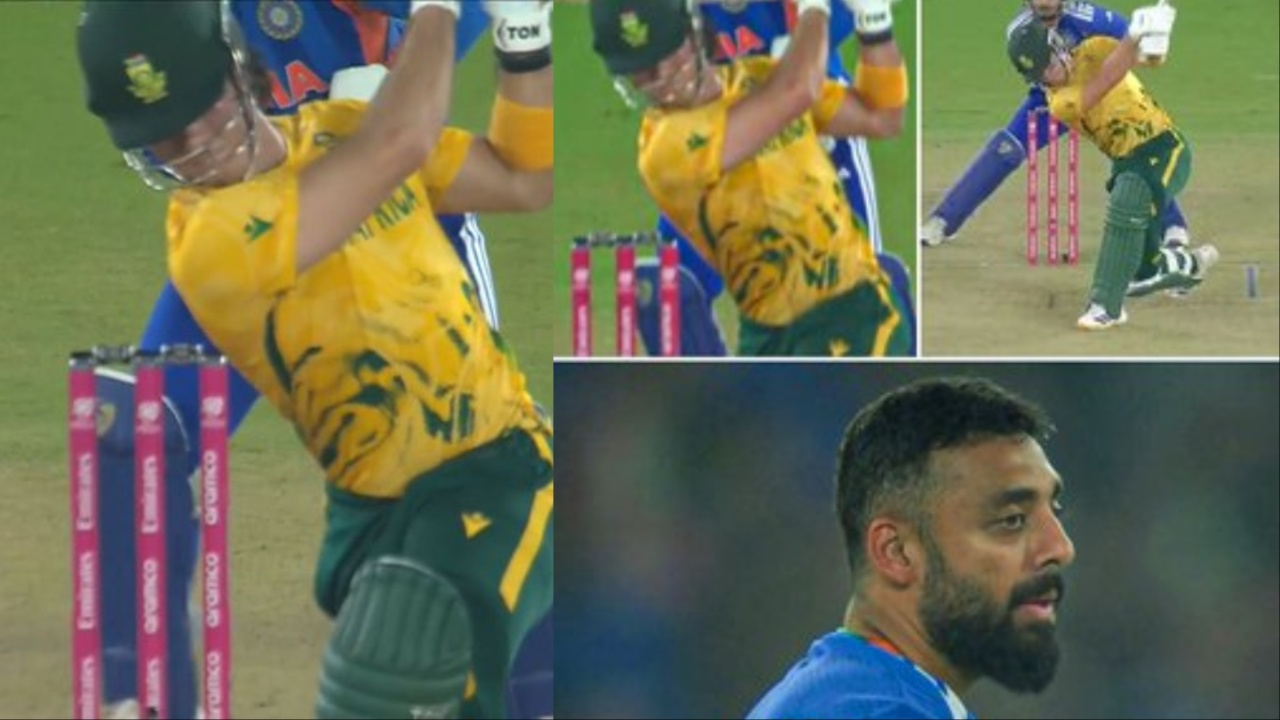 Dewald Brevis smashes Varun Chakravarthy for no-look six 