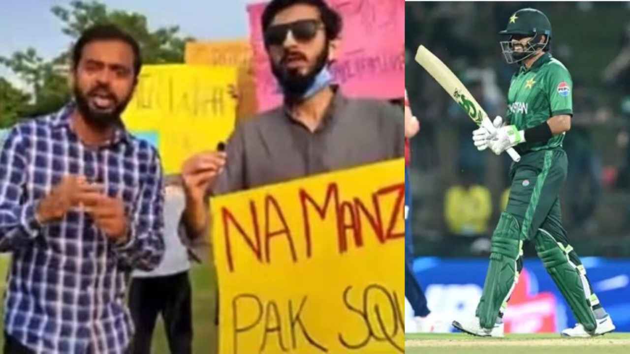 Pakistan fans protest outside PCB Headquarter to omit Babar Azam