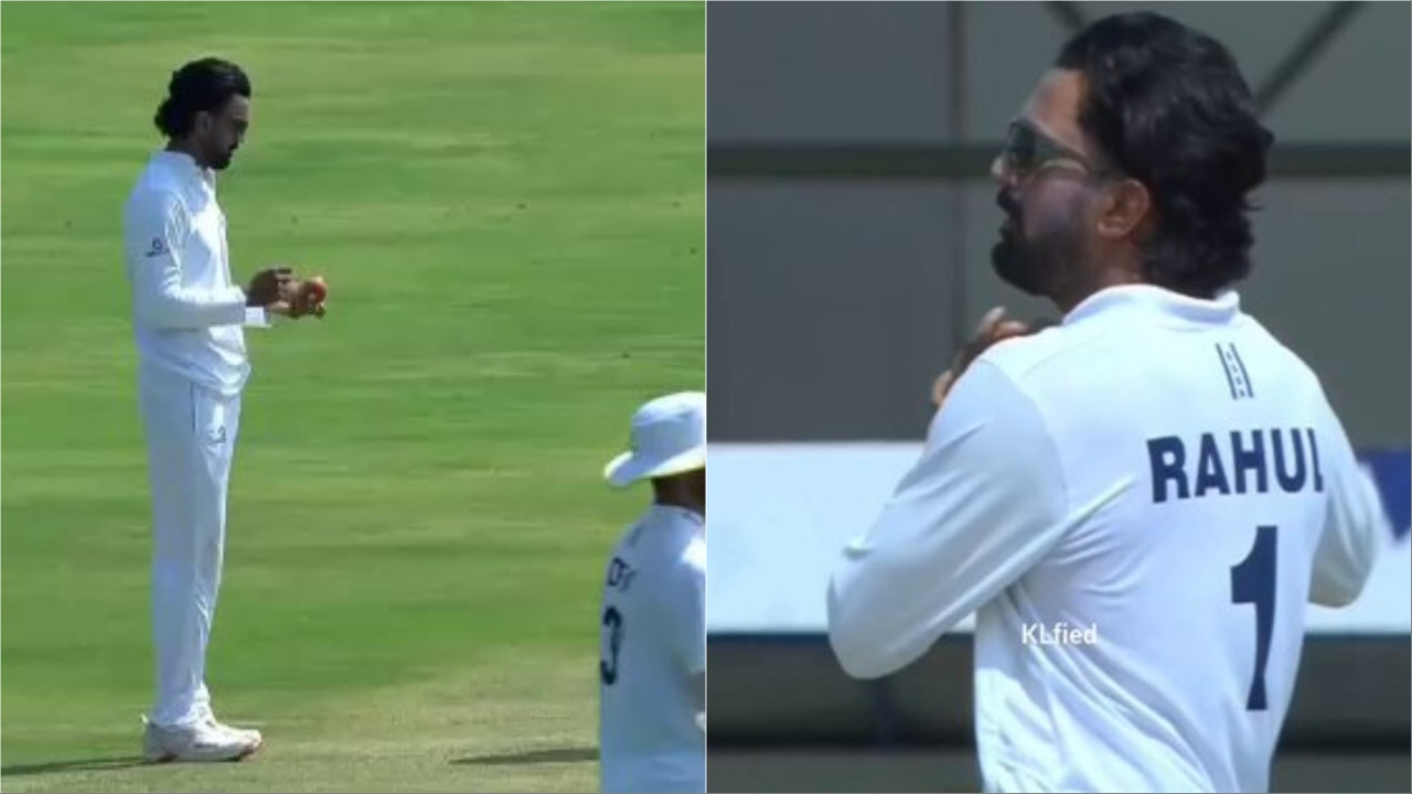 KL Rahul rolls arms with ball during Ranji Trophy 2025/26 final. 