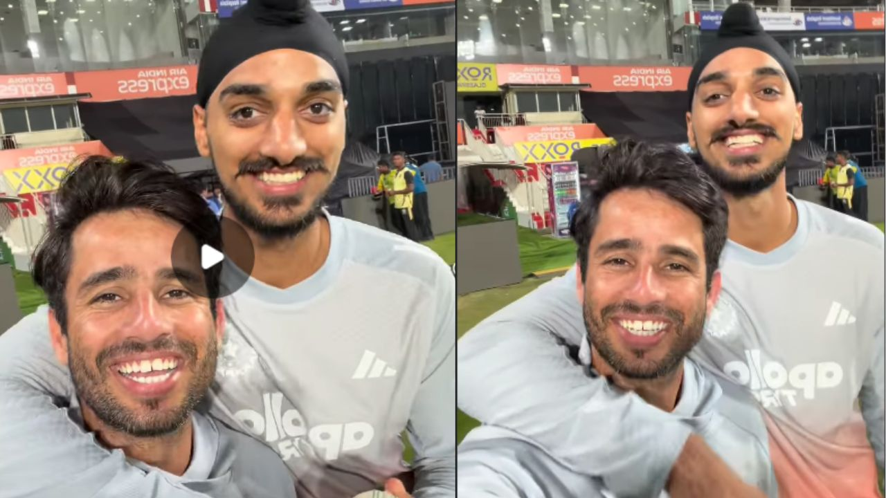 Star Indian pacer Arshdeep Singh joined spinner Ravi Bishnoi in singing a song from the Bollywood movie Hera Pheri