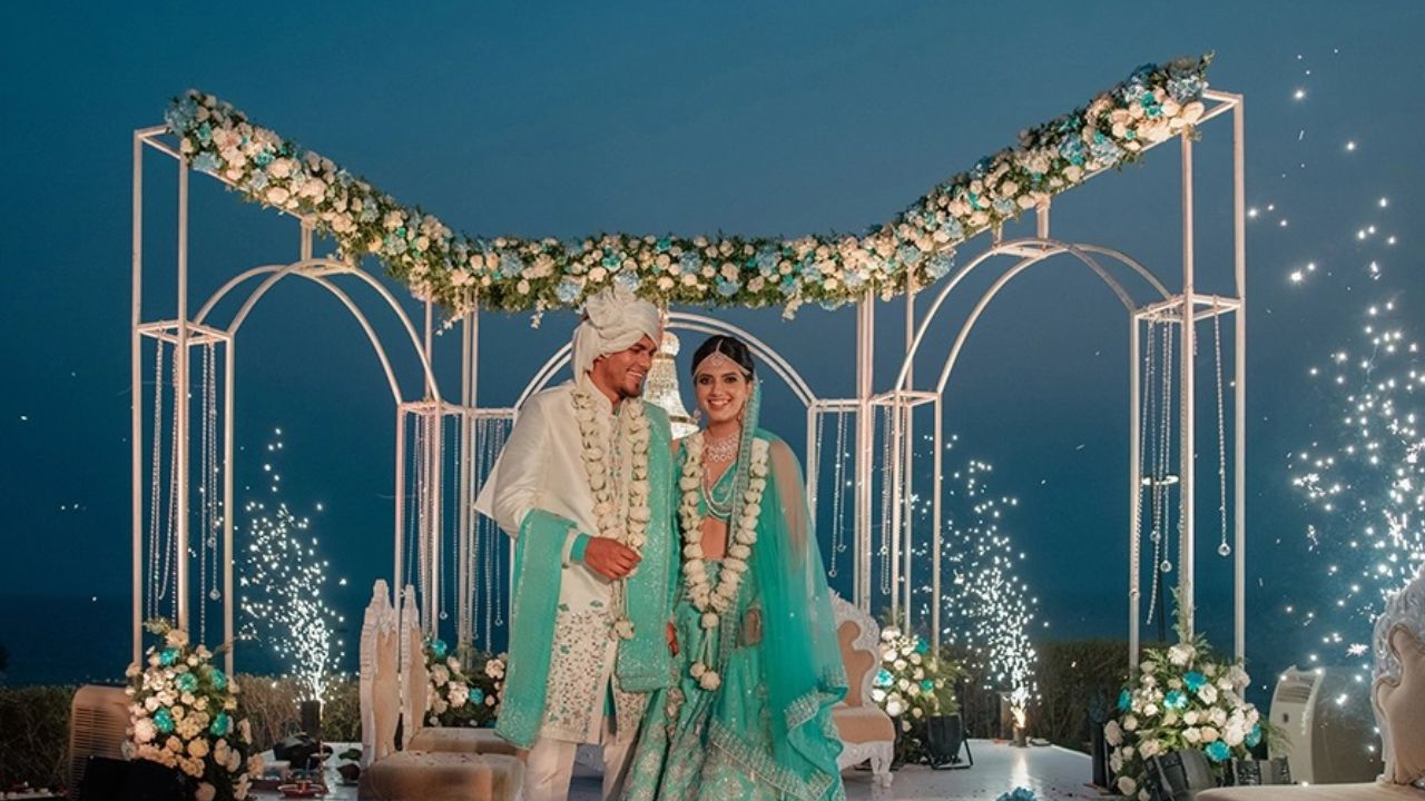 Rahul Chahar and Ishani Johar during their wedding