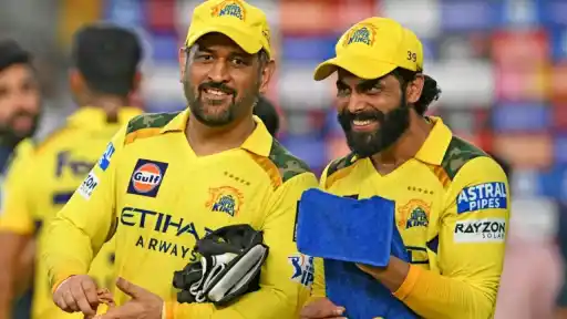 Former CSK captain and all-rounder Ravindra Jadeja with MSD