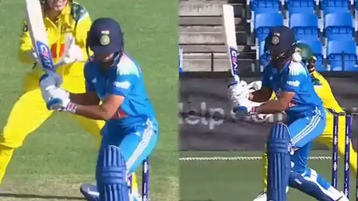 Harmanpreet Kaur had a lucky escape after her mistimed scoop shot hit her own helmet during the second ODI against Australia
