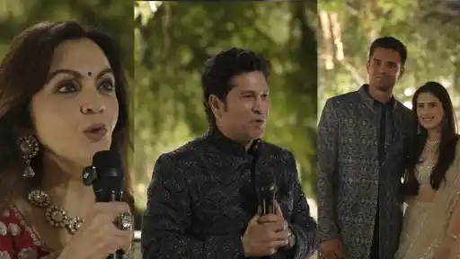 Sachin Tendulkar and Nita Ambani deliver emotional speeches for Arjun at pre-wedding celebration in Jamnagar