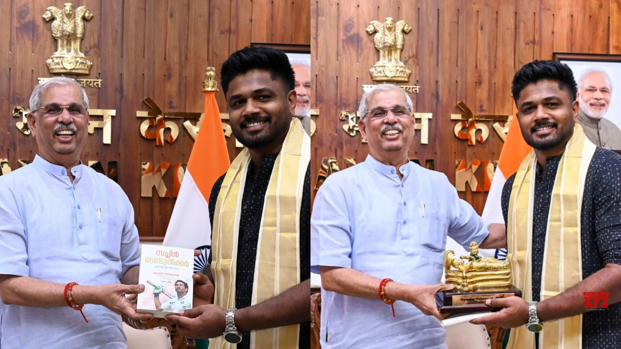 Kerala Governor Rajendra Vishwanath Arlekar honoured Indian cricketer Sanju Samson at Lok Bhavan in Thiruvananthapuram on Monday