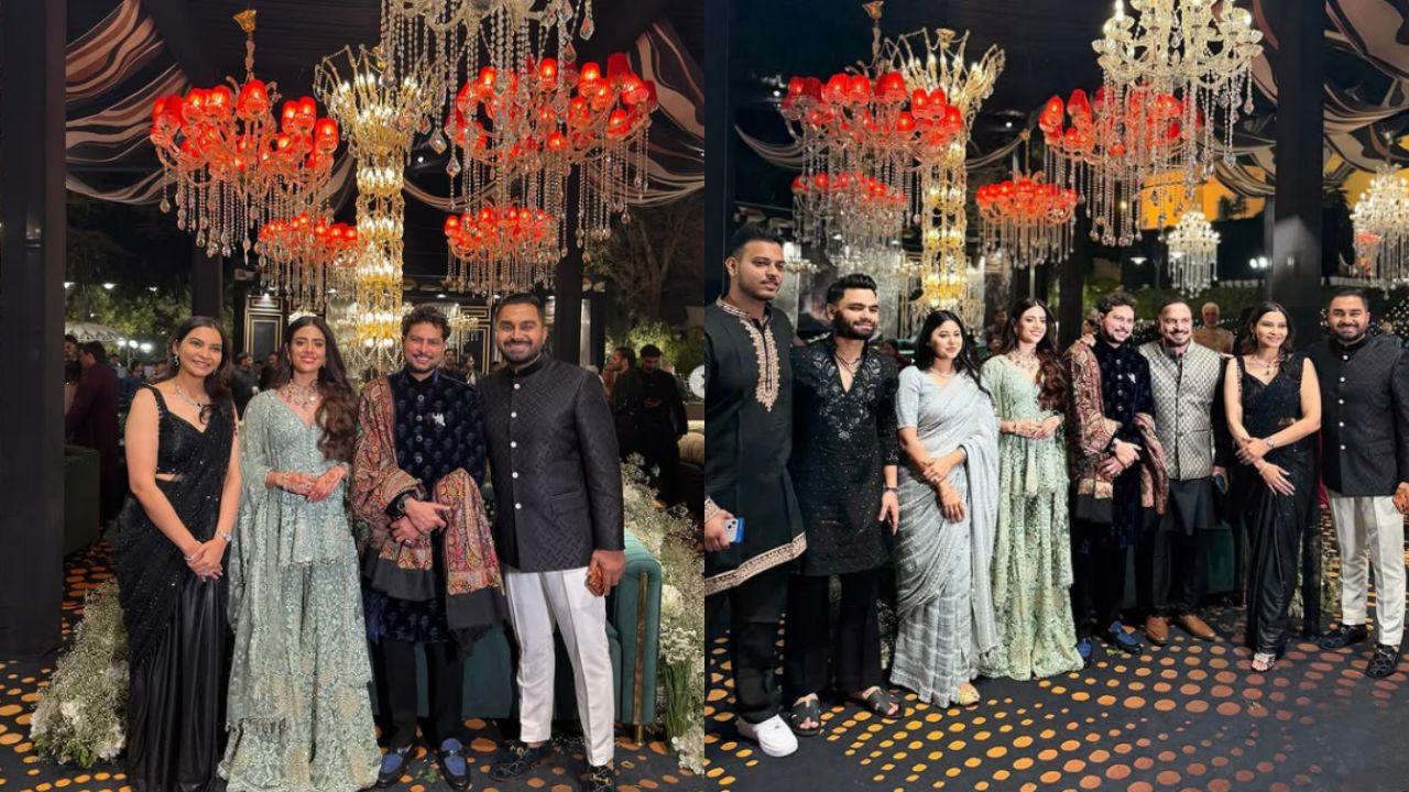 Kuldeep Yadav and Vanshika Chadha turned heads with their stunning traditional outfits at their sangeet celebration ahead of the IPL 2026 season