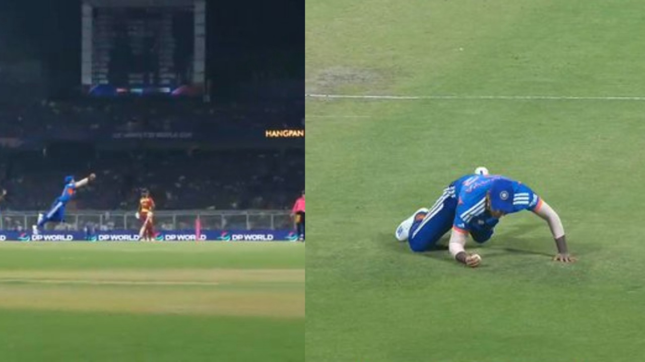 Suryakumar Yadav's superb air-borne catch dismisses Roston Chase