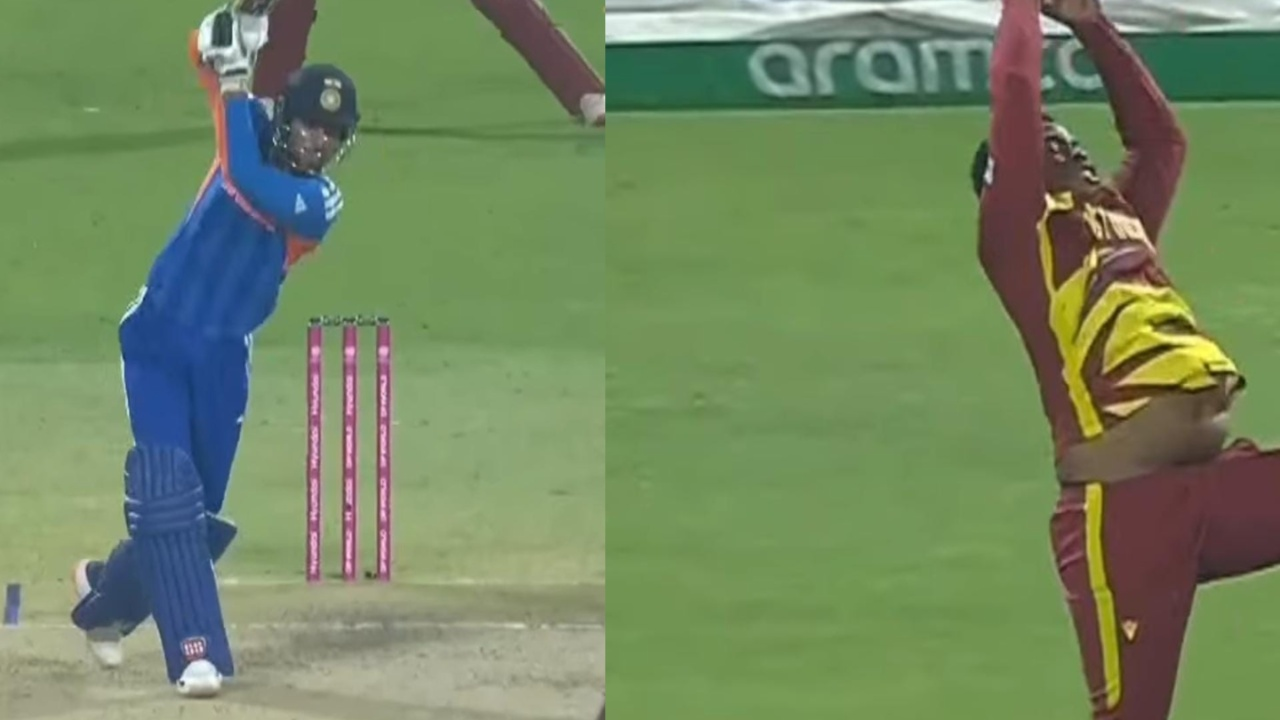 Shimron Hetmyer’s brilliant catch dismisses Tilak Varma