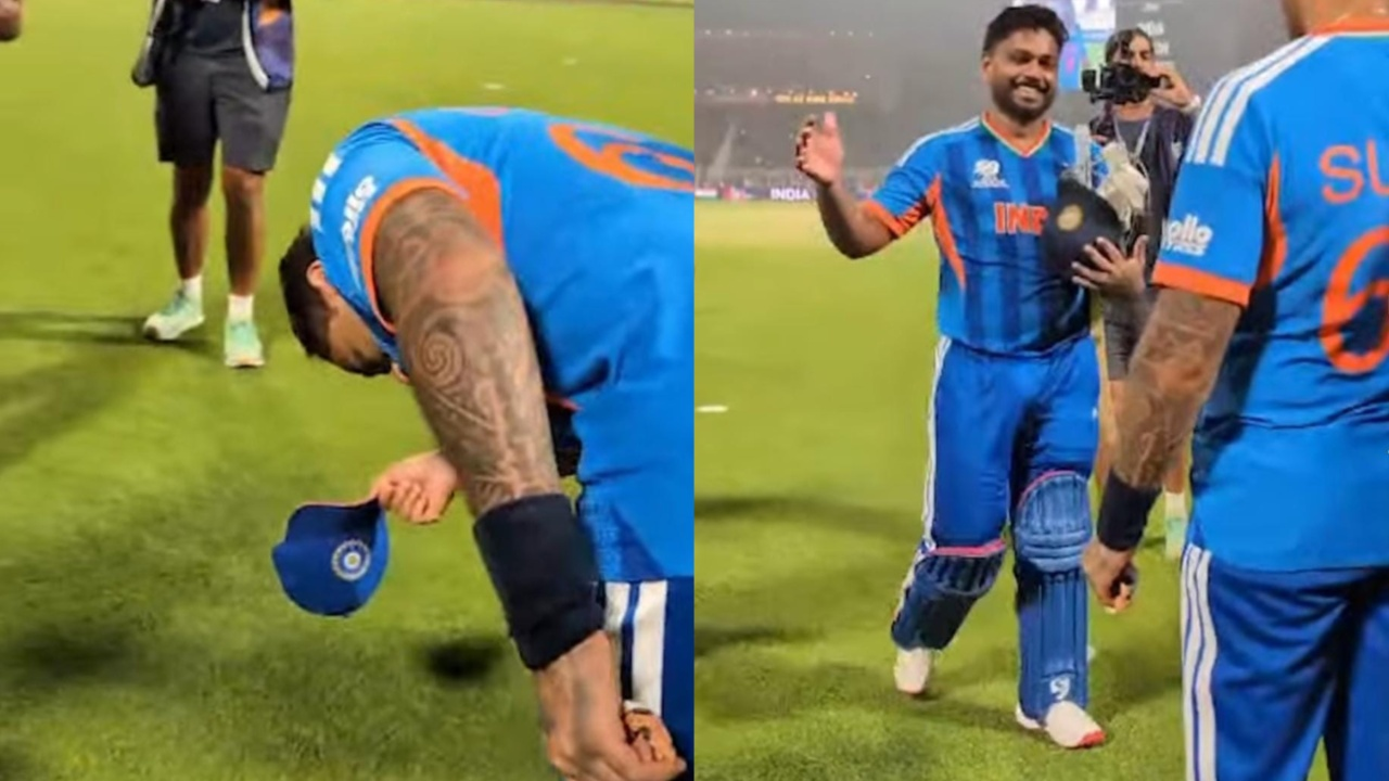 Suryakumar Yadav bows to Sanju Samson