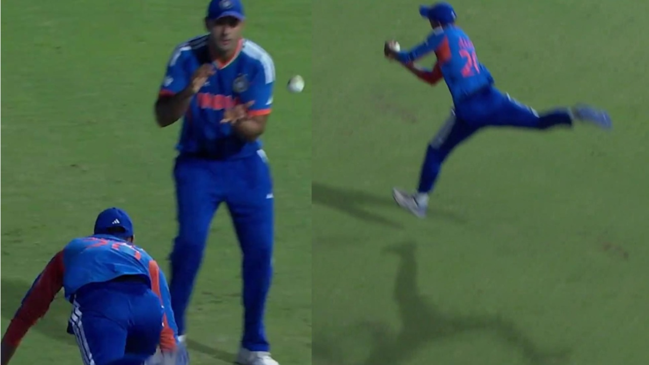 Axar Patel and Shivam Dube's combined superb catch