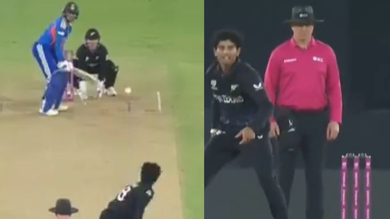 Rachin Ravindra celebrates after taking Abhishek Sharma’s wicket in IND vs NZ T20 World Cup 2026 Final