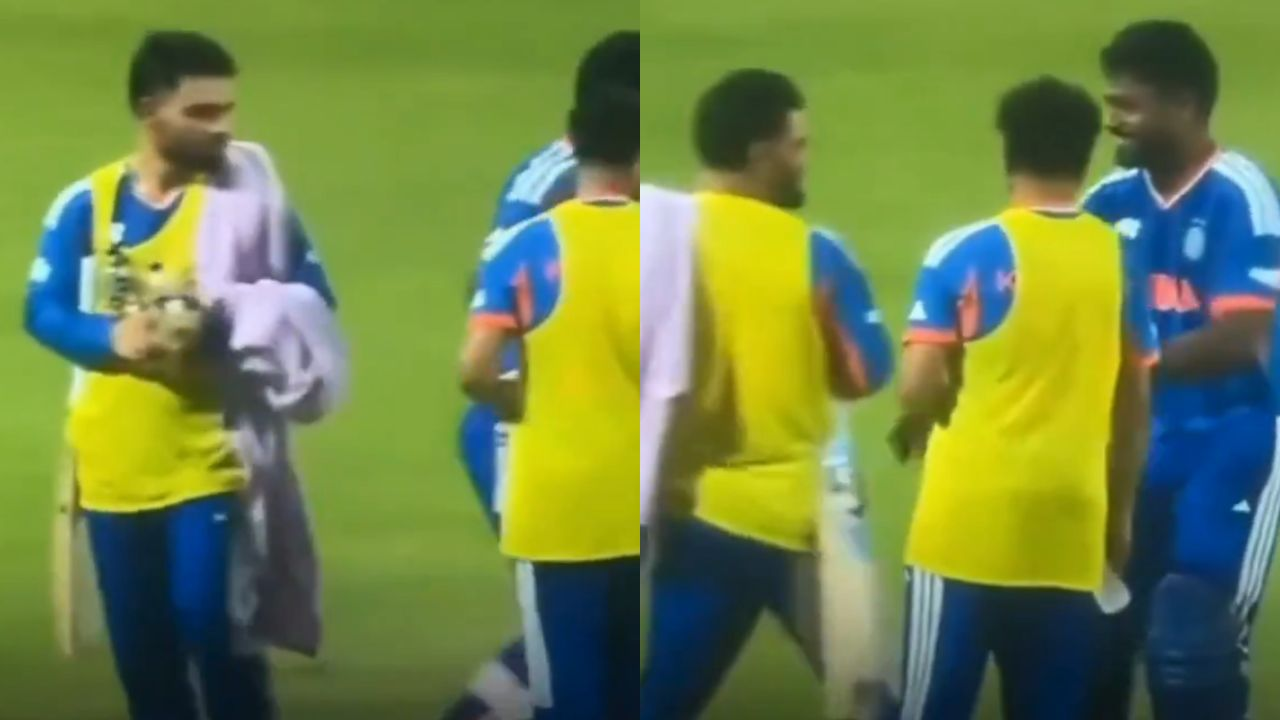 Rinku Singh mistakenly walks away with Sanju Samson’s bat during IND vs WI super 8 match