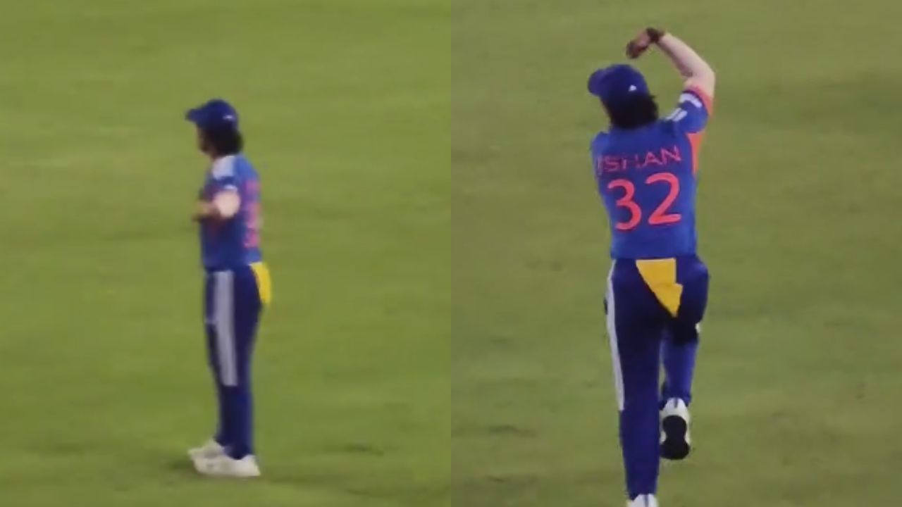 ishan kishan mimicing bowling action