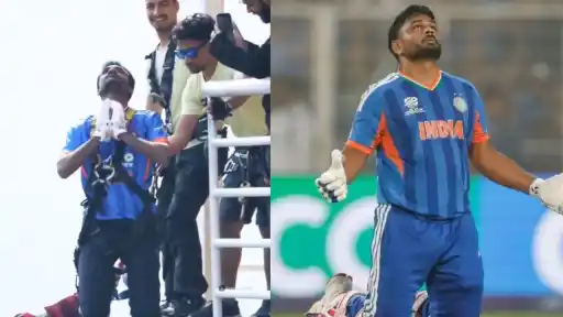 Fan recreated Sanju Samon's special celebration in his bungee-jumping session ahead of IPL 2026