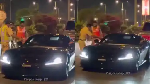 Hardik Pandya took his new Ferrari out for a drive but was stopped by Mumbai Police for a routine check.
