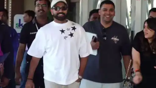 Rohit Sharma arrives in Ahmedabad with wife Ritika Sajdeh